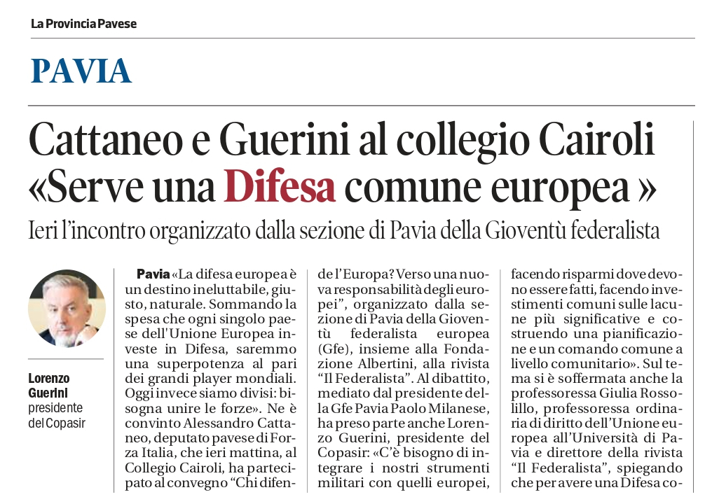 Resoconto del convegno pubbloicato da La Provincia Pavese Resoconto del convegno pubbloicato da La Provincia Pavese